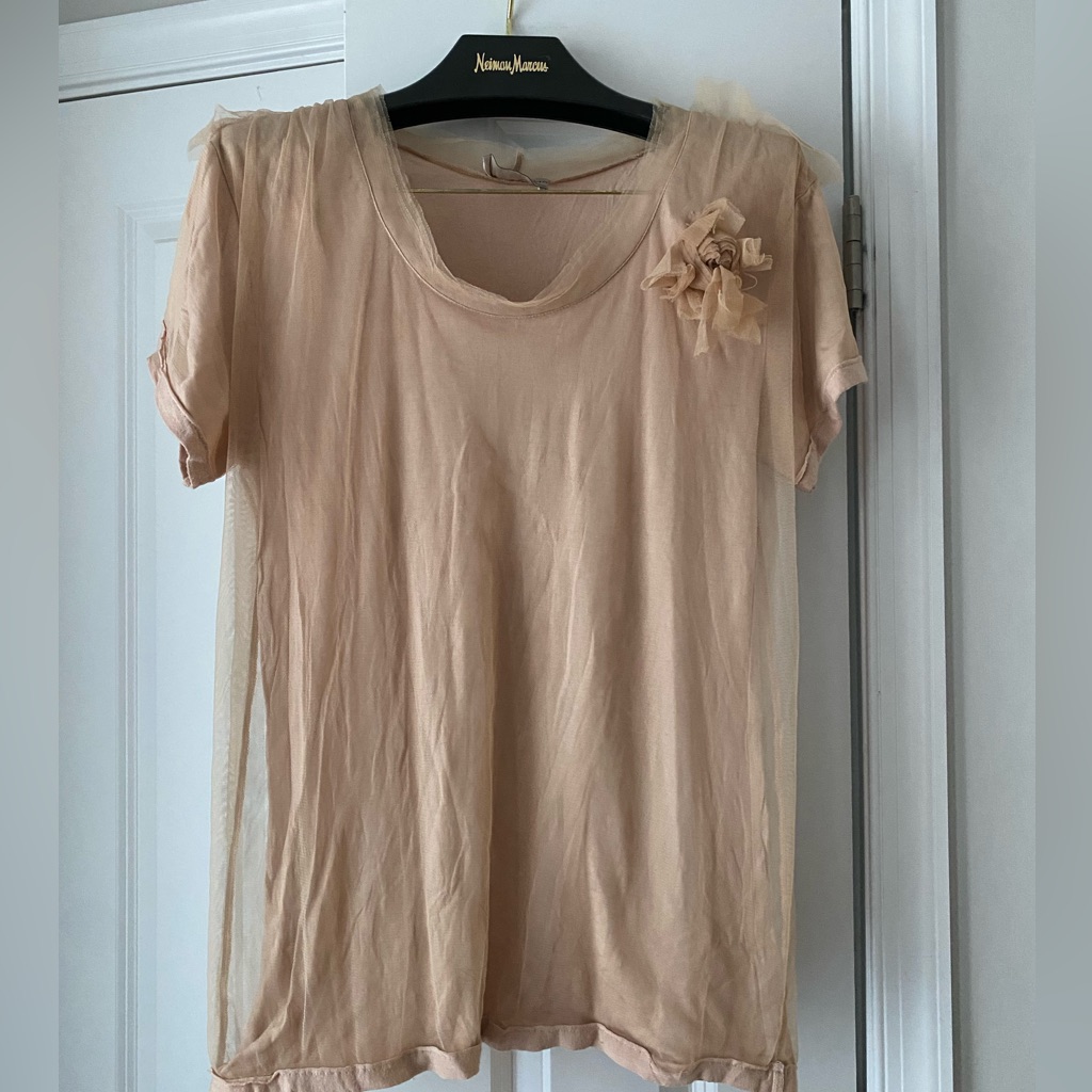 Lanvin Cotton Tshirt With Chiffon Layer Over, Dusty Pink Color Size M/L